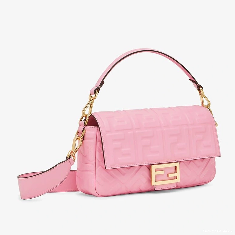 Cheap Nappa FF Medium In Baguette Bag Leather Pink Motif Fendi 0712